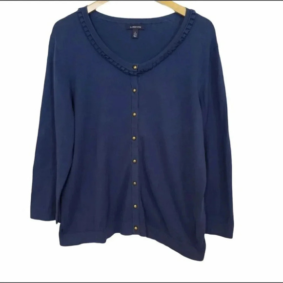 Lands End L Navy Cardigan with Gold buttons - Picture 1 of 6